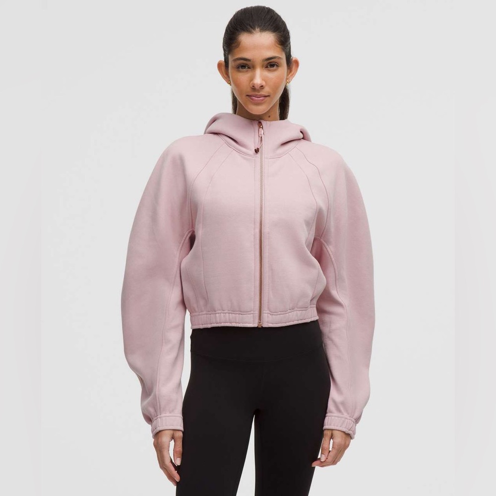 Lululemon Scuba Full Zip Cropped Hoodie size M Pink Haze/Rose Gold PKHZ/RSGO